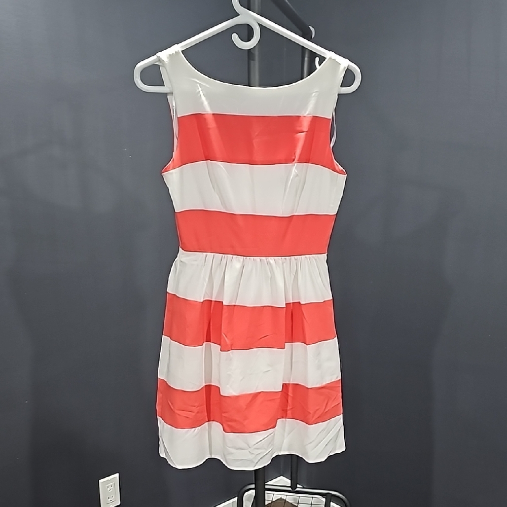 Striped Coral and White Dress